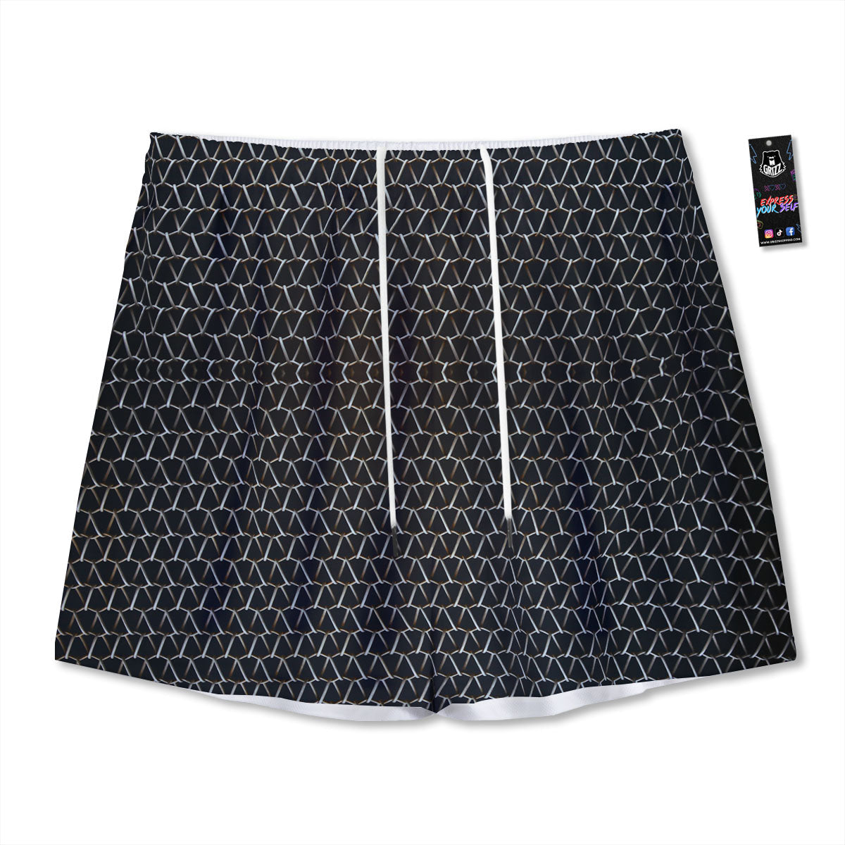 Chainmail Metal Print Pattern Mesh Shorts