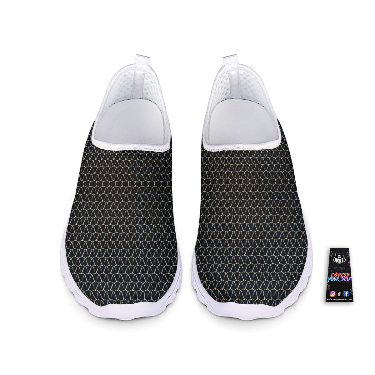 Chainmail Metal Print Pattern Nurse Shoes-grizzshop