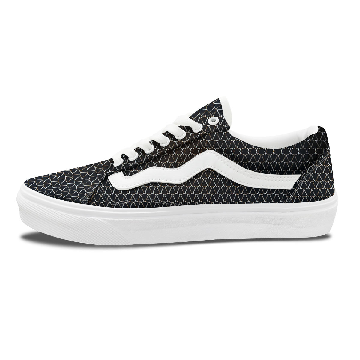 Chainmail Metal Print Pattern Skate Shoes-grizzshop
