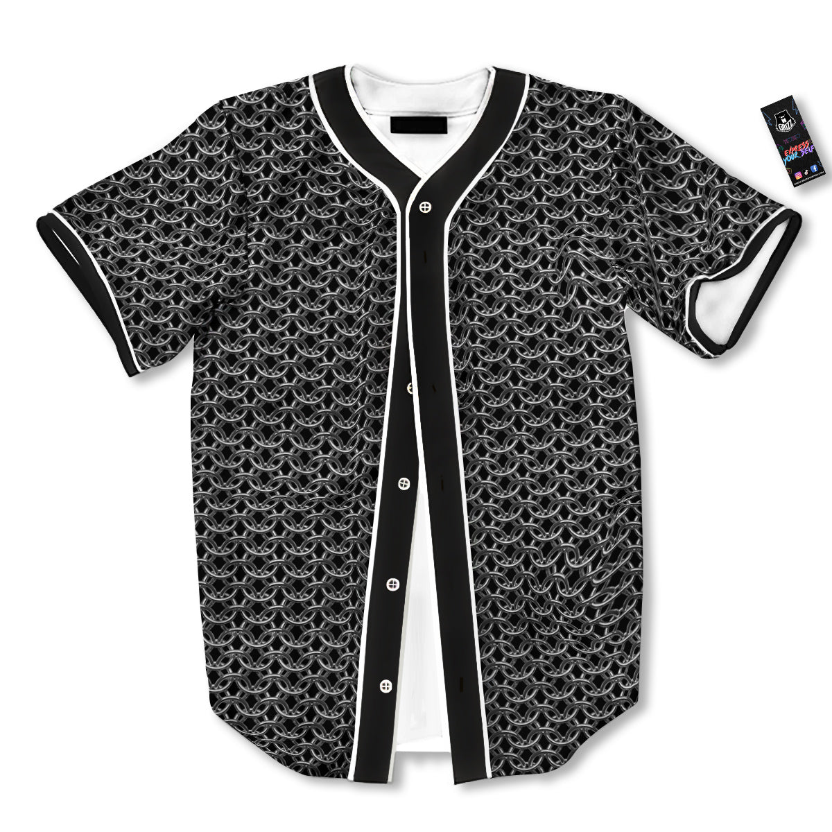 Chainmail Ring Print Baseball Jersey-grizzshop