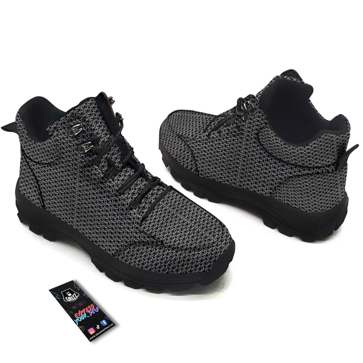 Chainmail Ring Print Hiking Shoes-grizzshop