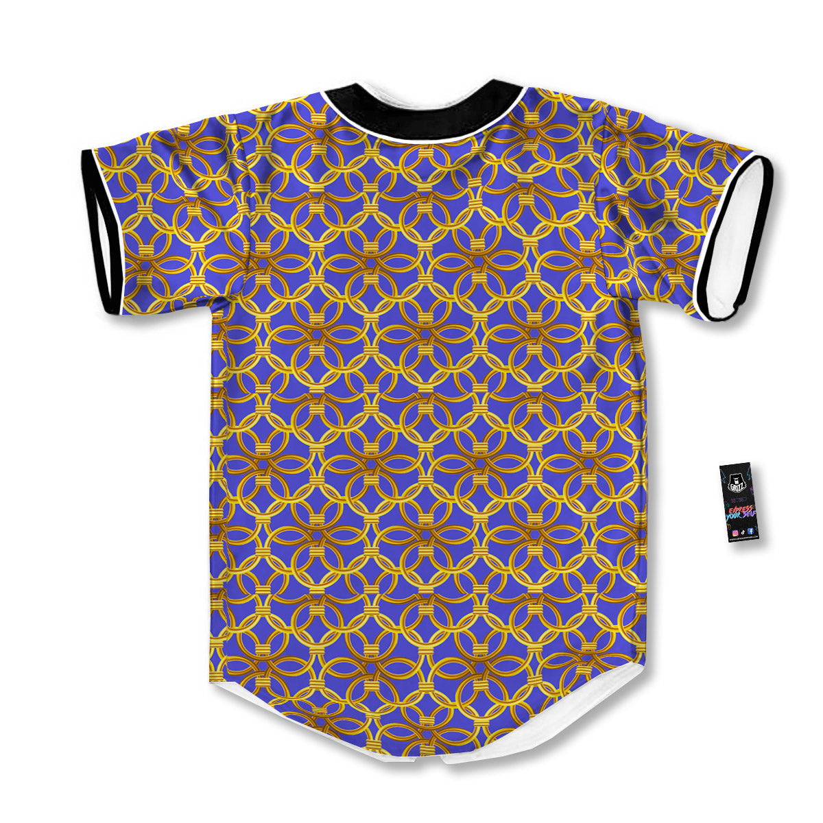 Chainmail Ring Print Pattern Baseball Jersey-grizzshop