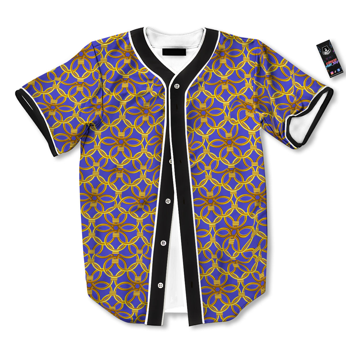Chainmail Ring Print Pattern Baseball Jersey-grizzshop