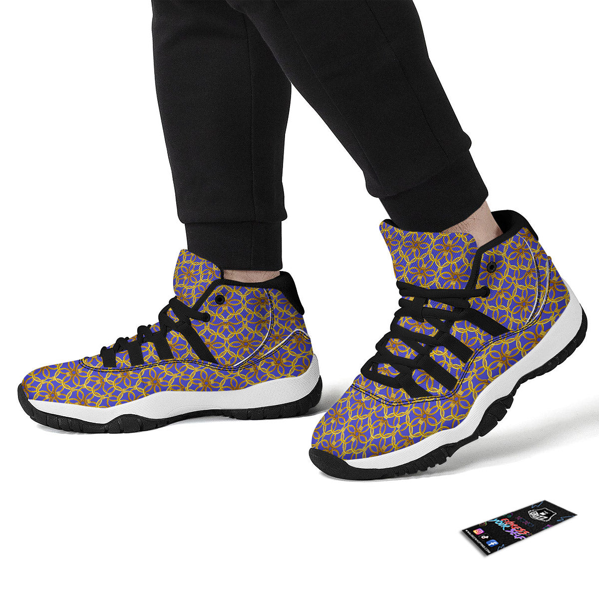 Chainmail Ring Print Pattern Black Bball Shoes-grizzshop