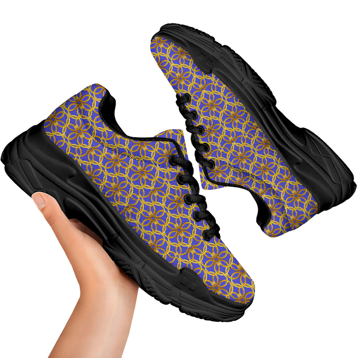 Chainmail Ring Print Pattern Black Chunky Shoes-grizzshop