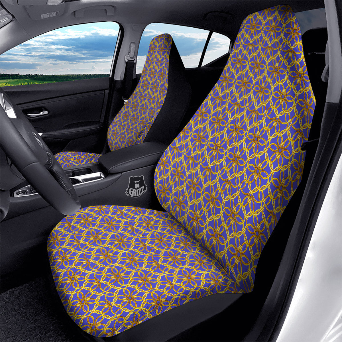 Chainmail Ring Print Pattern Car Seat Covers-grizzshop