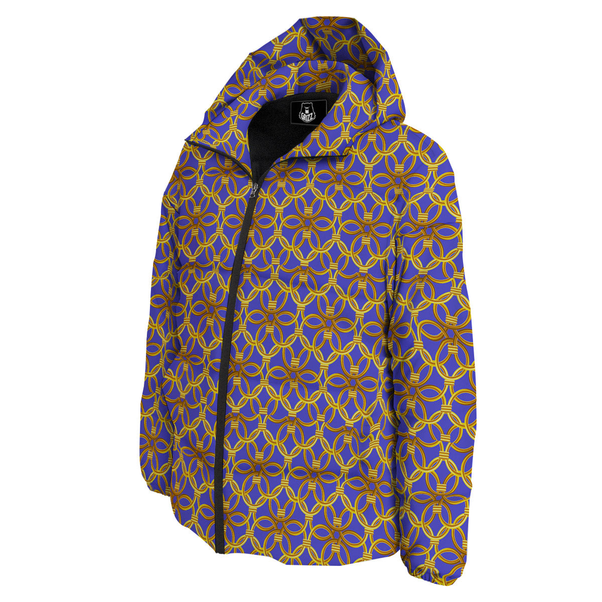 Chainmail Ring Print Pattern Down Jacket-grizzshop