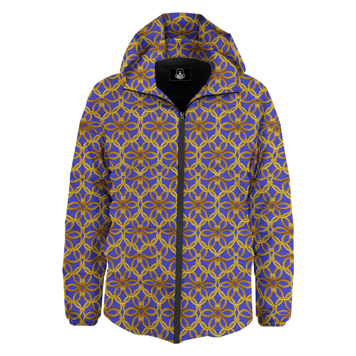 Chainmail Ring Print Pattern Down Jacket-grizzshop