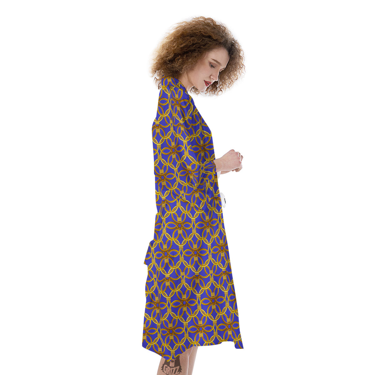 Chainmail Ring Print Pattern Kimono-grizzshop