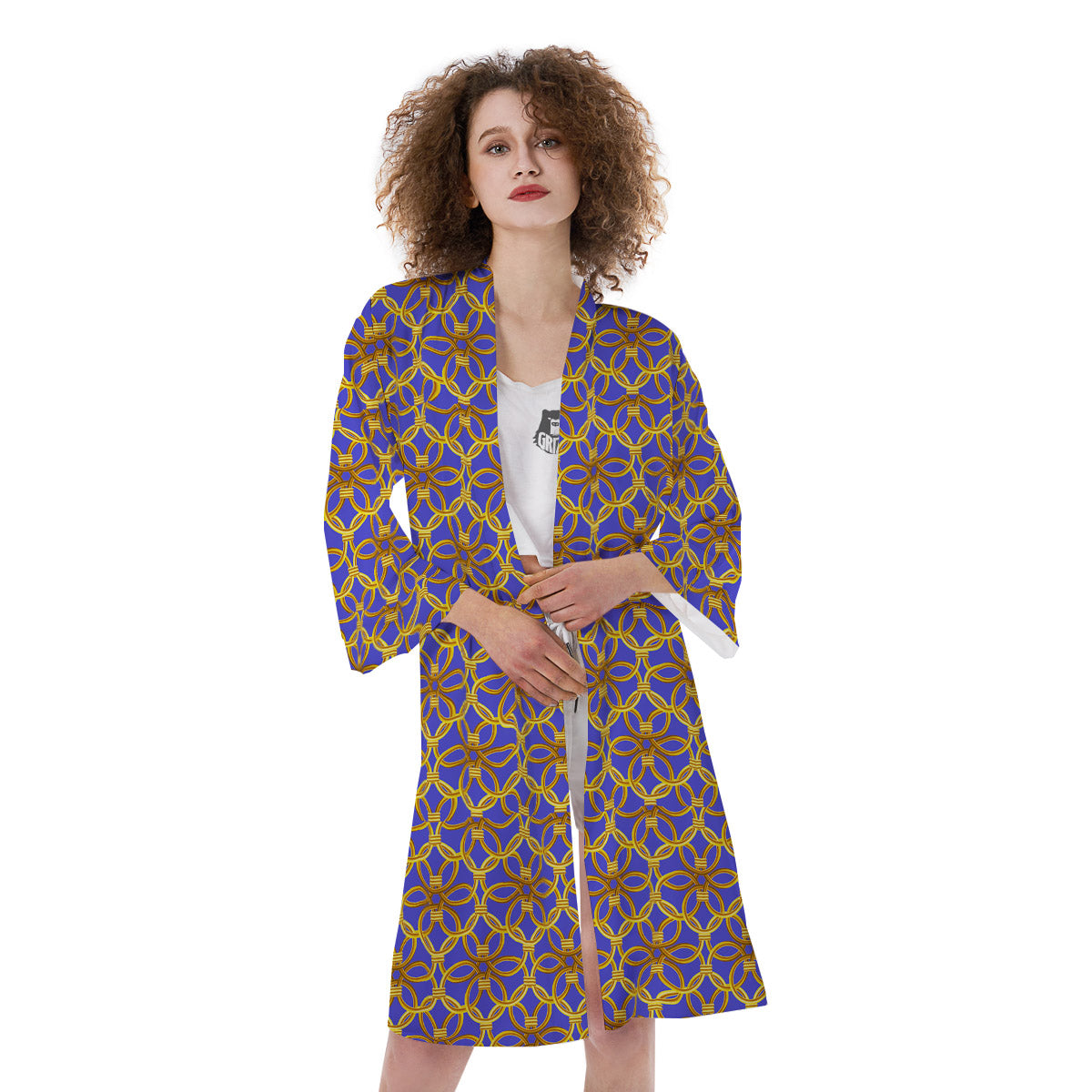 Chainmail Ring Print Pattern Kimono-grizzshop