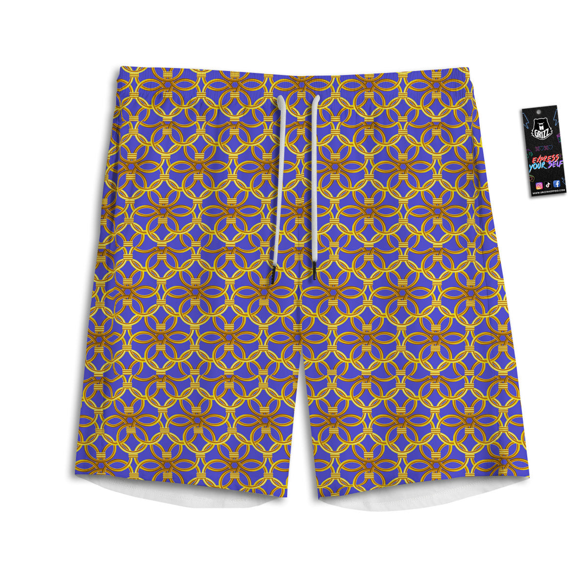 Chainmail Ring Print Pattern Men's Athletic Shorts