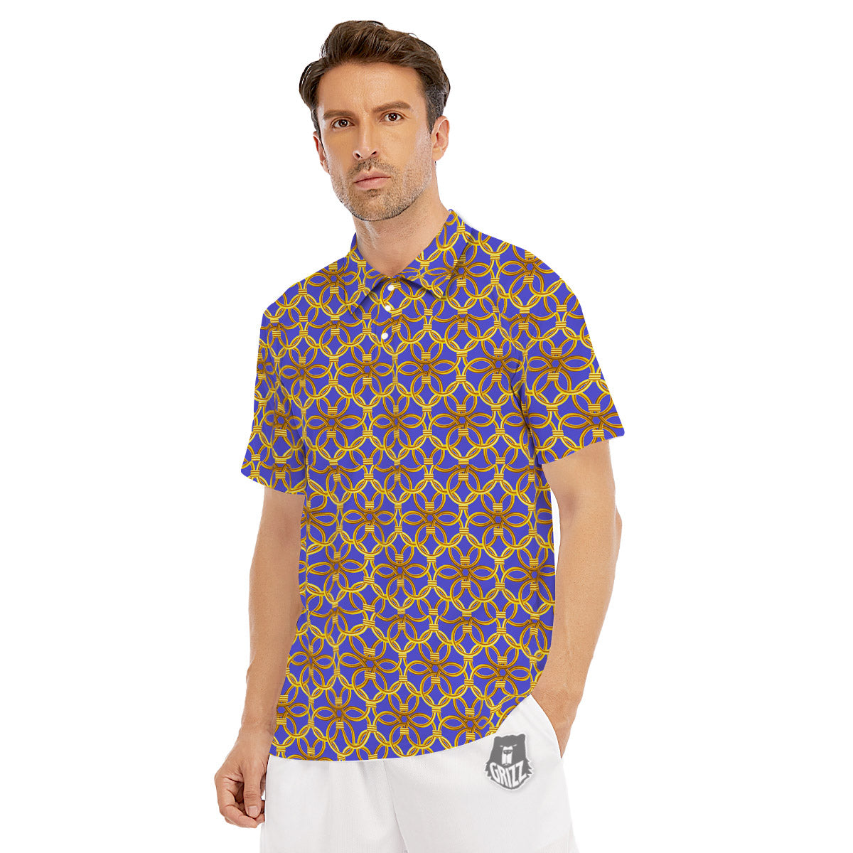 Chainmail Ring Print Pattern Men's Golf Shirts-grizzshop