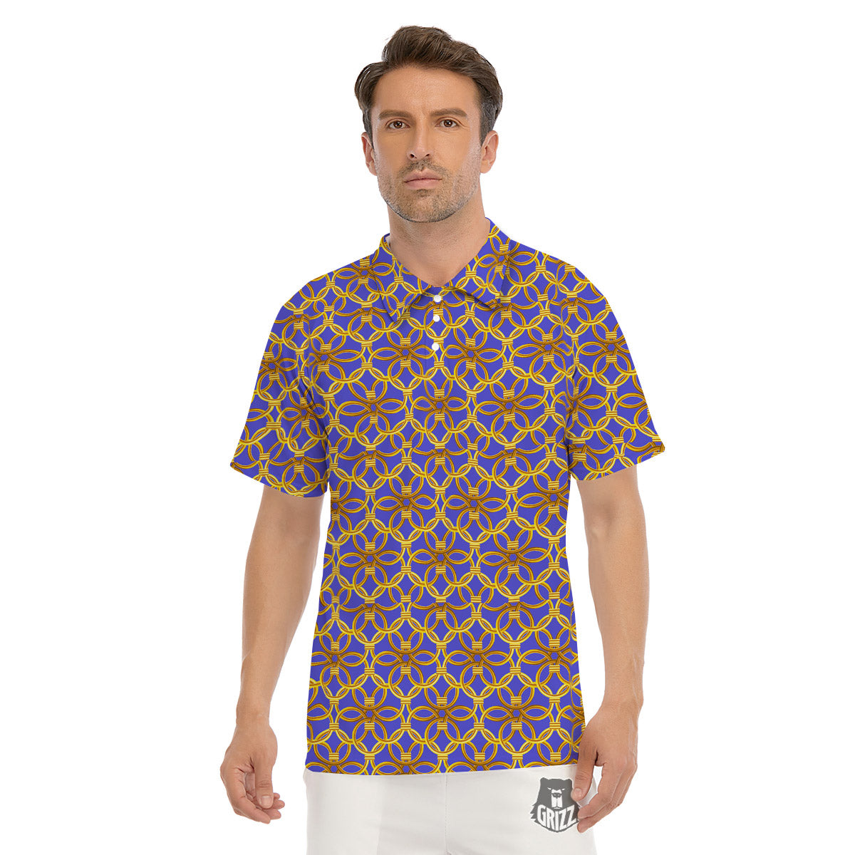 Chainmail Ring Print Pattern Men's Golf Shirts-grizzshop