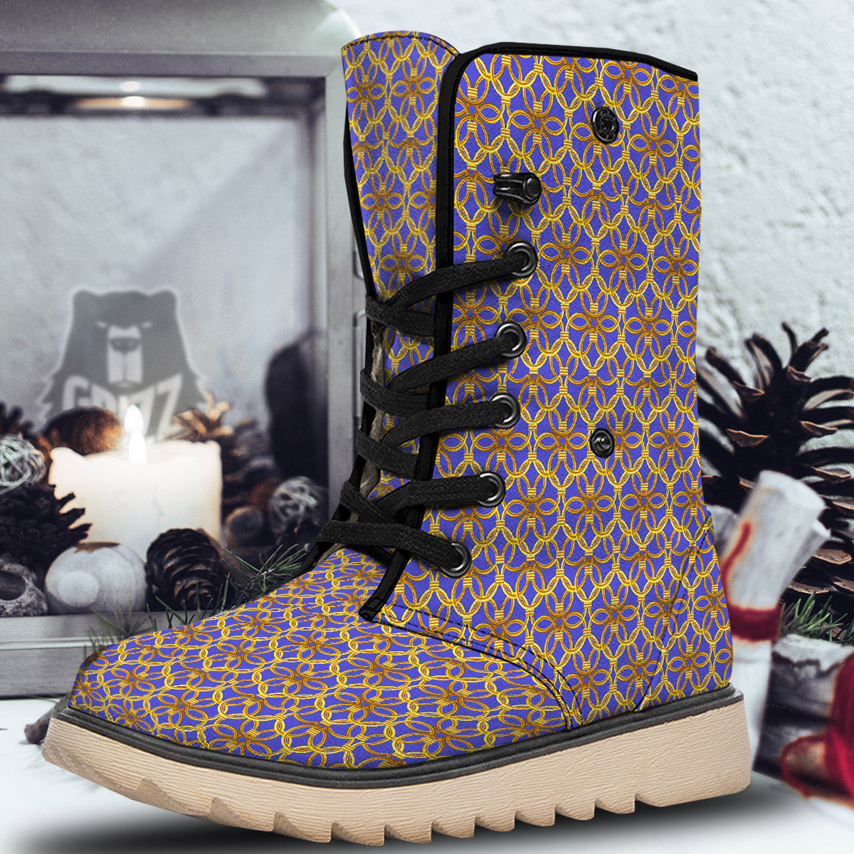 Chainmail Ring Print Pattern Snow Boots-grizzshop