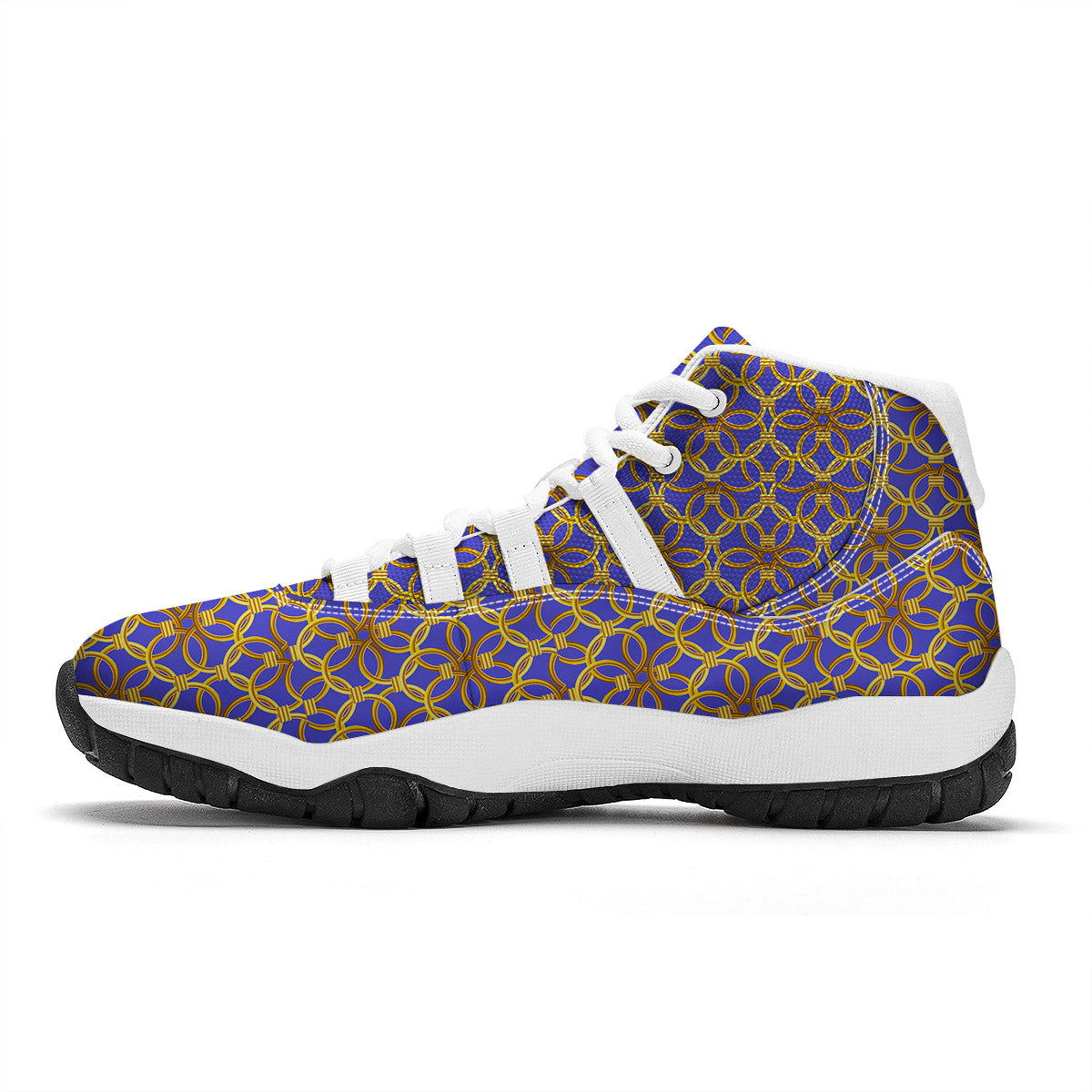 Chainmail Ring Print Pattern White Bball Shoes-grizzshop