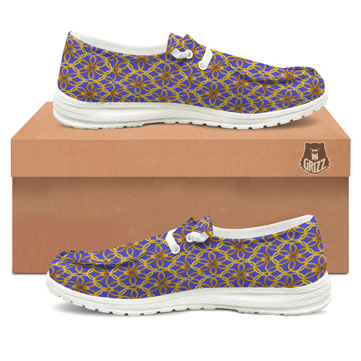 Chainmail Ring Print Pattern White Loafers-grizzshop