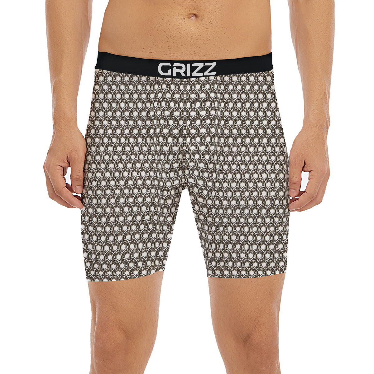 Chainmail Texture Print Boxer Briefs-grizzshop