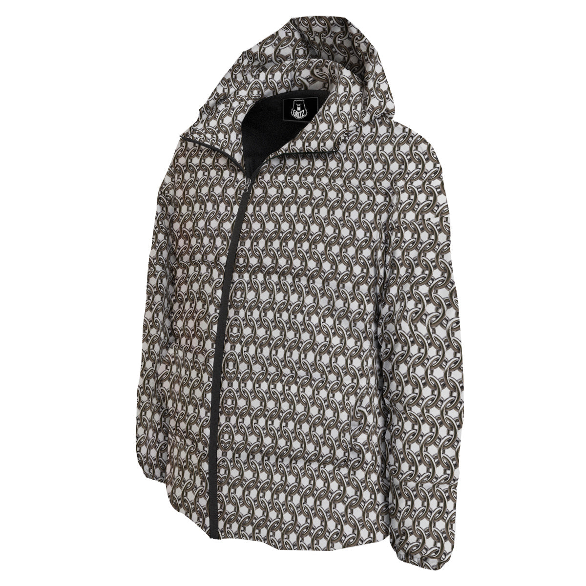 Chainmail Texture Print Down Jacket-grizzshop