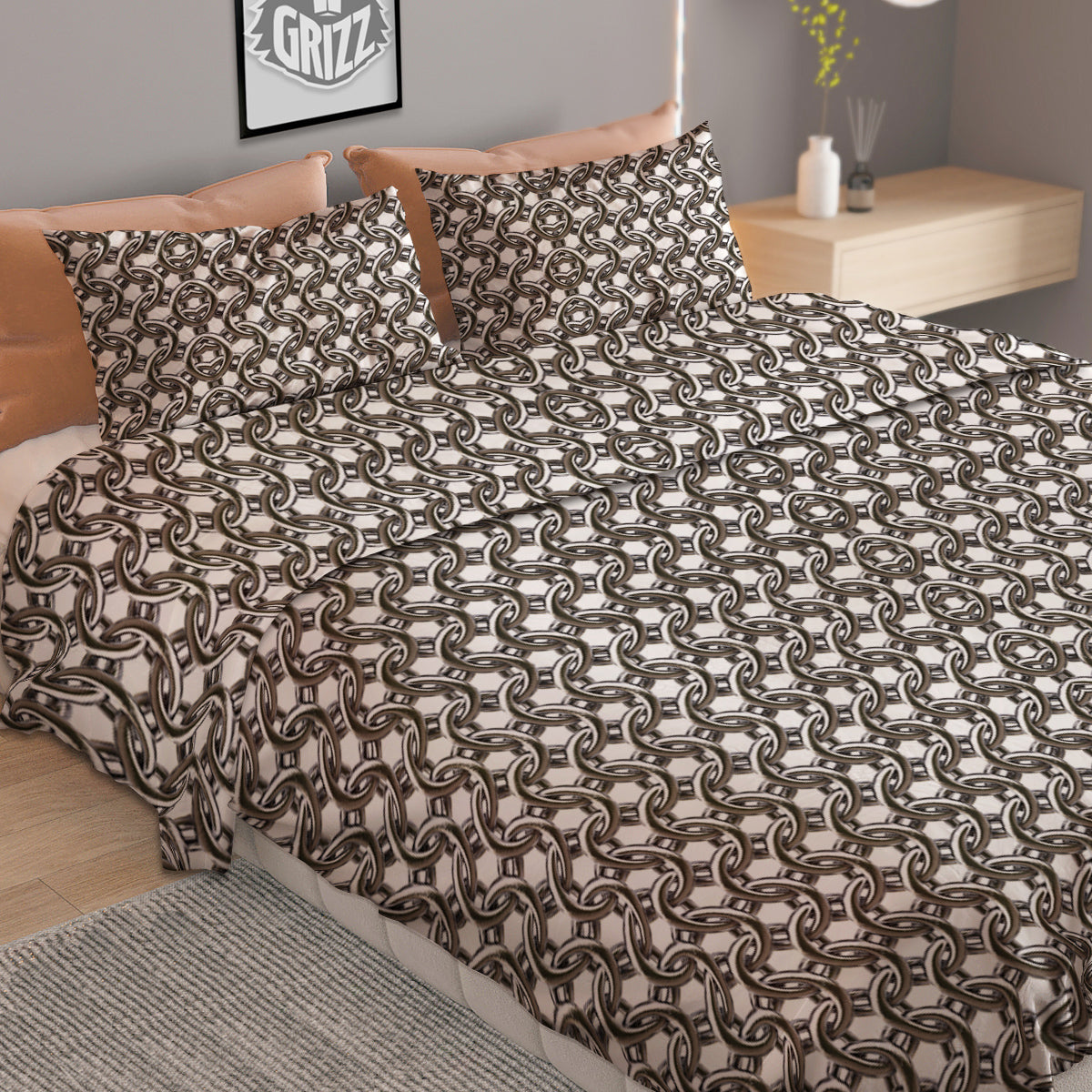 Crown Doodle Print Pattern Duvet Cover Bedding Set