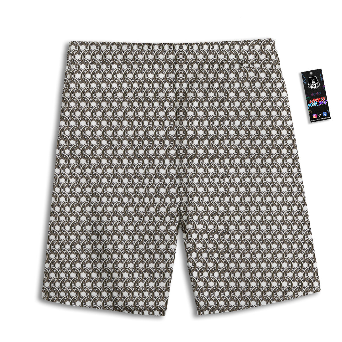 Chainmail Texture Print Men's Athletic Shorts