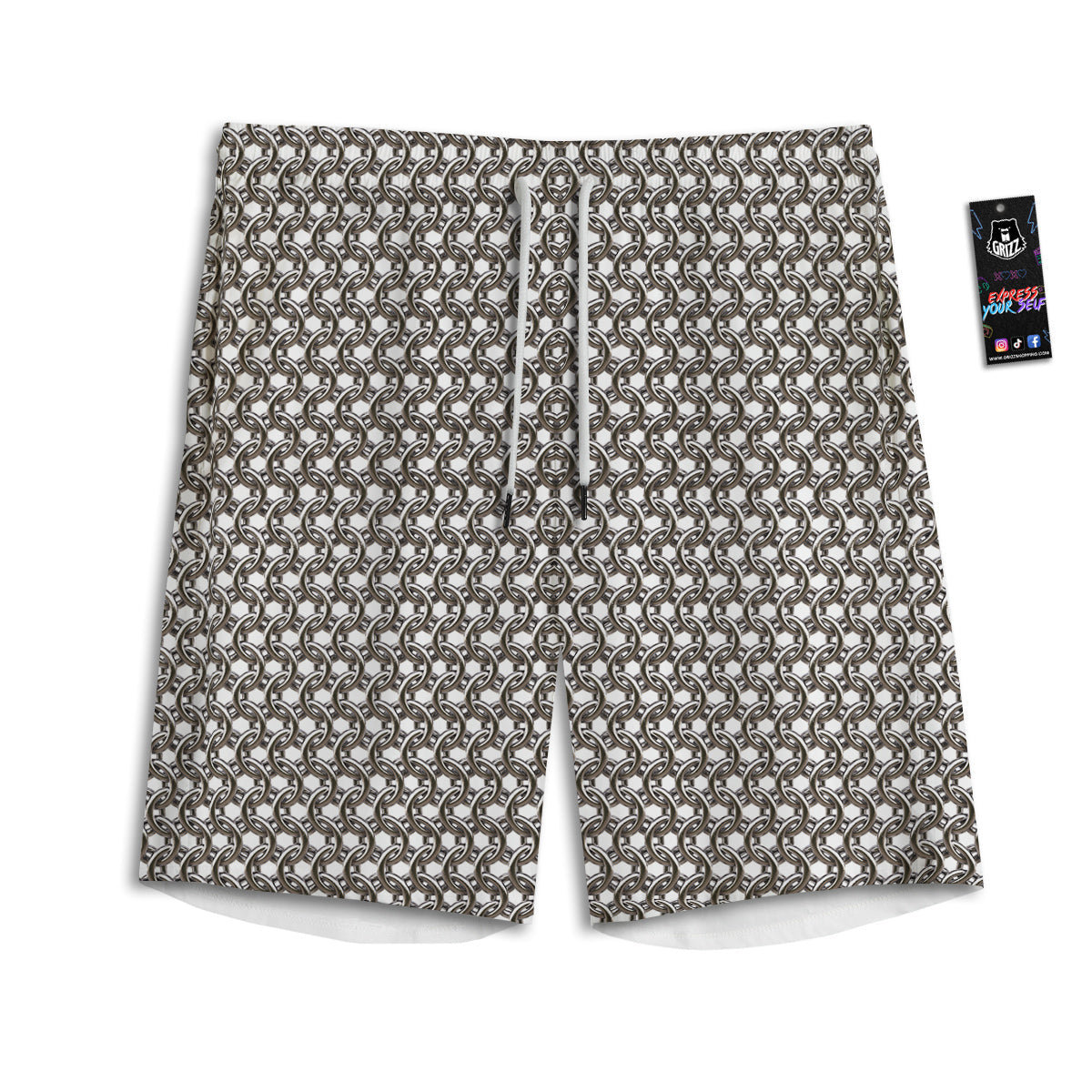 Chainmail Texture Print Men's Athletic Shorts