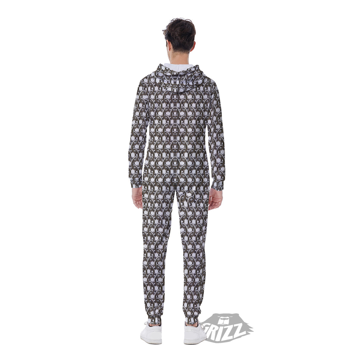 Chainmail Texture Print Men's Jumpsuit-grizzshop