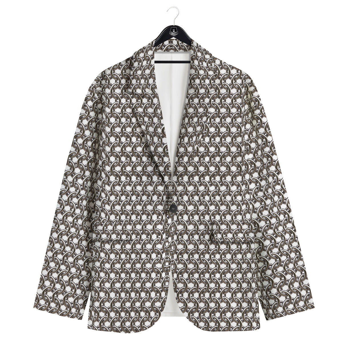 Chainmail Texture Print Men's Sport Coat-grizzshop