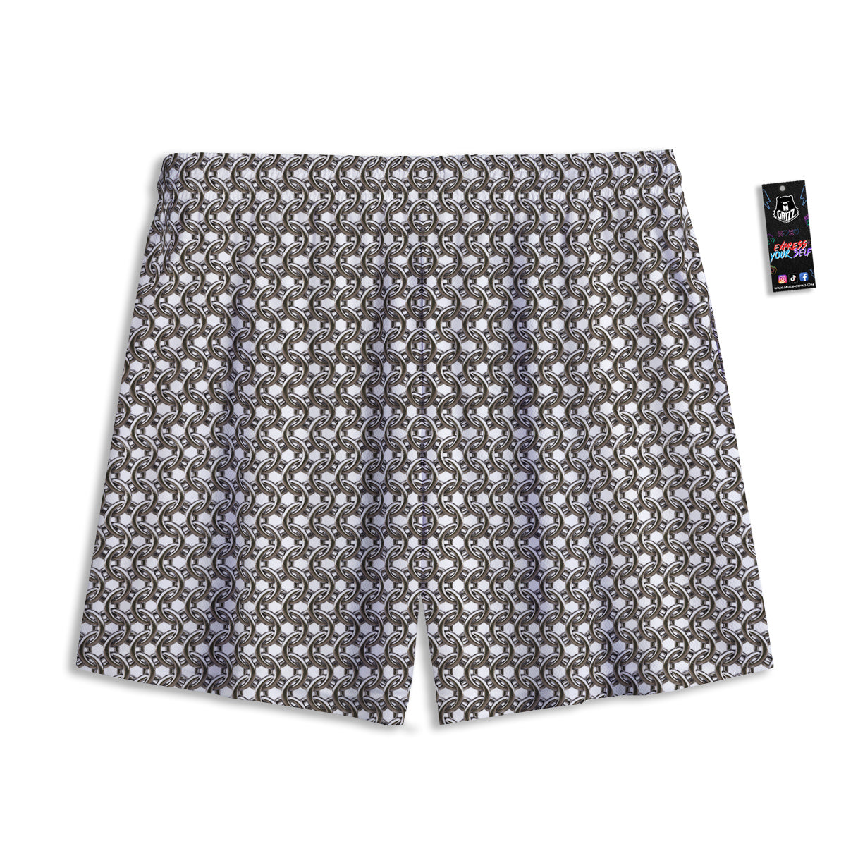Crown Doodle Print Pattern Mesh Shorts