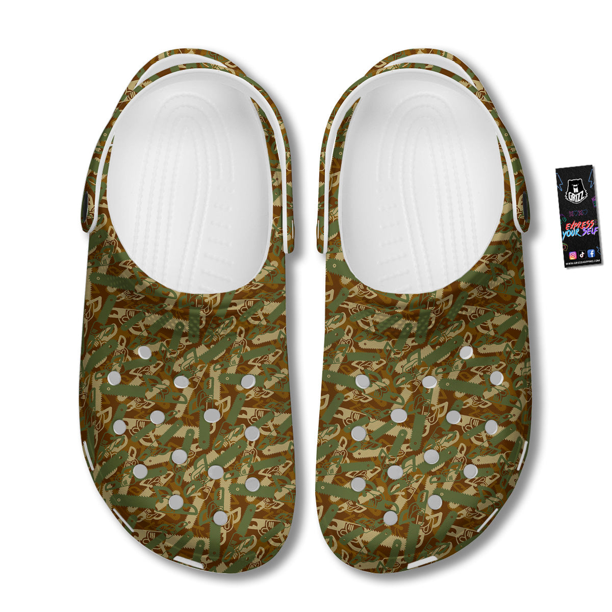 Chainsaw Camo Print Pattern Clog-grizzshop