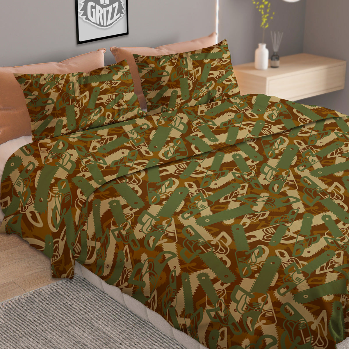 Chainsaw Camo Print Pattern Duvet Cover Bedding Set-grizzshop