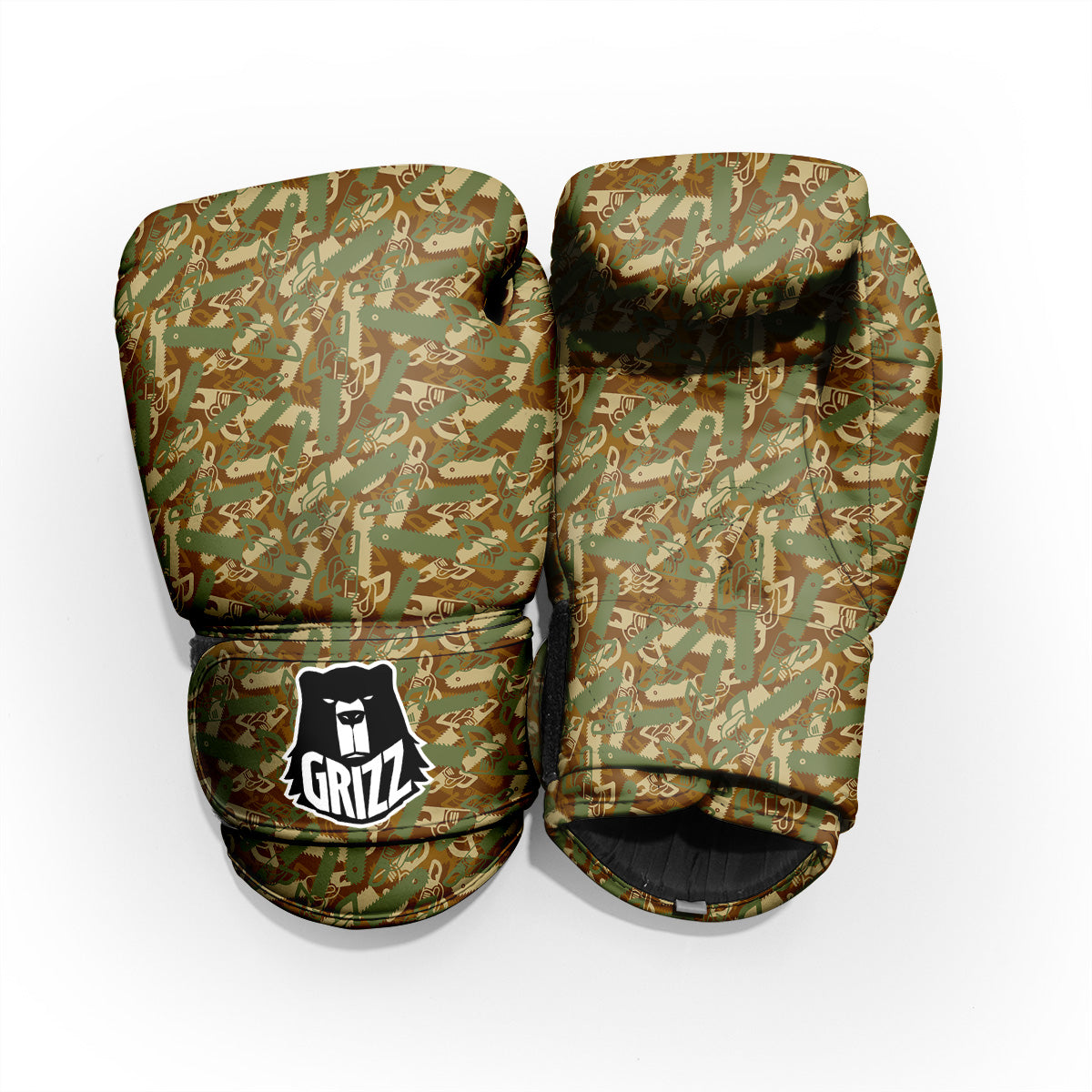Chainsaw Camo Print Pattern Sparring Gloves-grizzshop