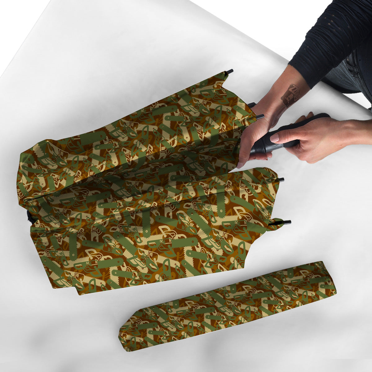 Chainsaw Camo Print Pattern Umbrella-grizzshop