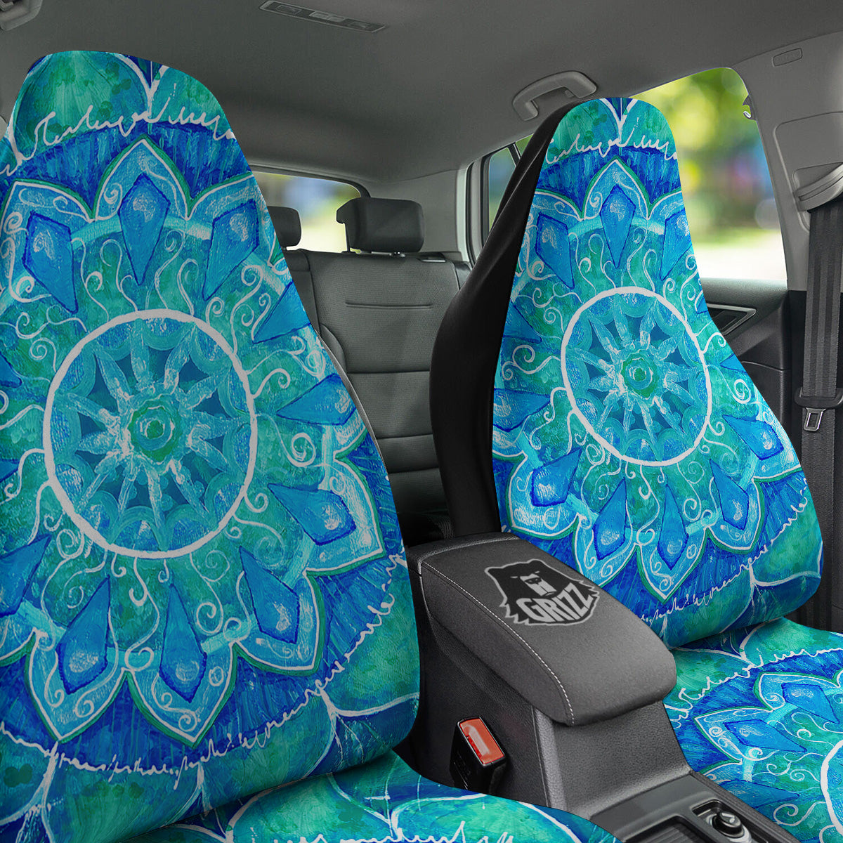 Chakra Mandala Blue Vishuddha Print Car Seat Covers-grizzshop