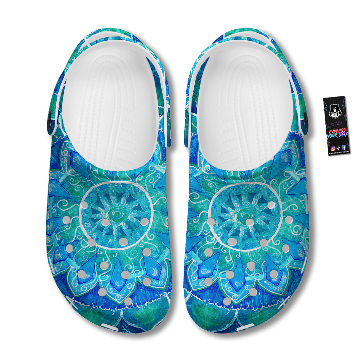 Chakra Mandala Blue Vishuddha Print Clog-grizzshop