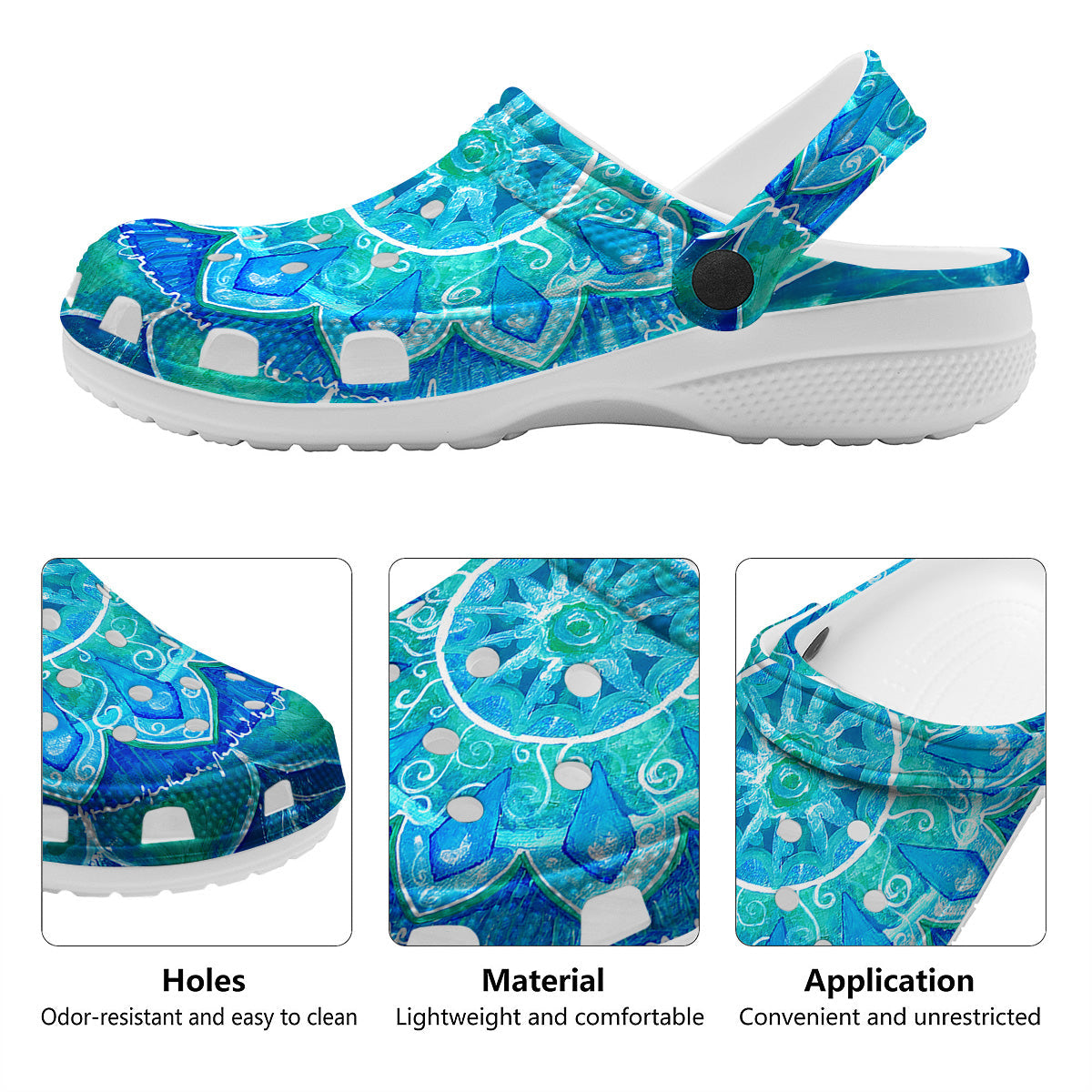 Chakra Mandala Blue Vishuddha Print Clog-grizzshop