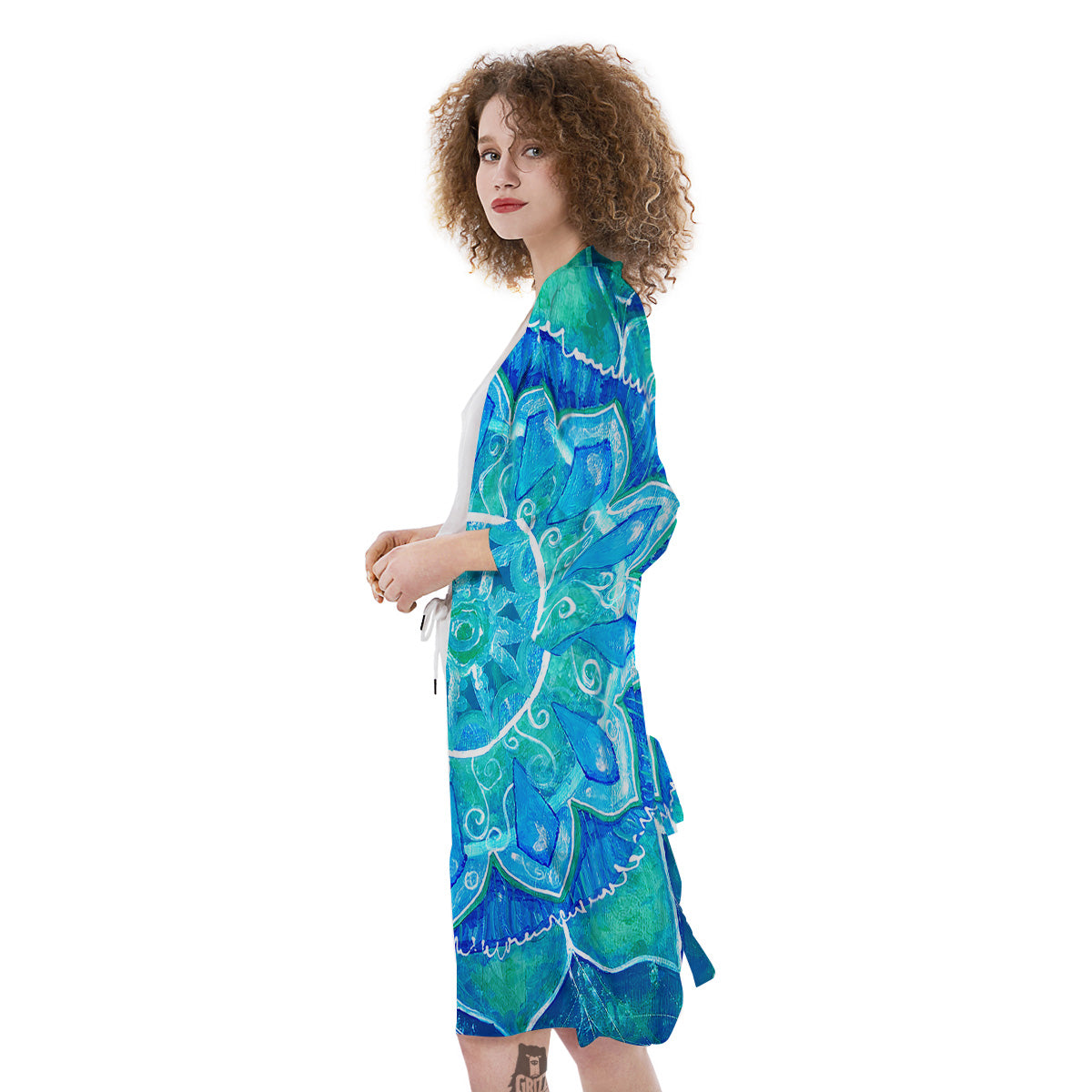Chakra Mandala Blue Vishuddha Print Kimono-grizzshop