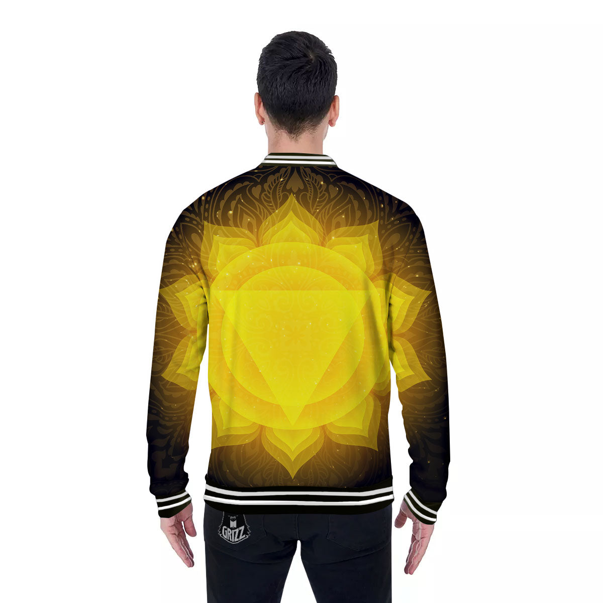 Chakra Manipura Mandala Print Baseball Jacket-grizzshop