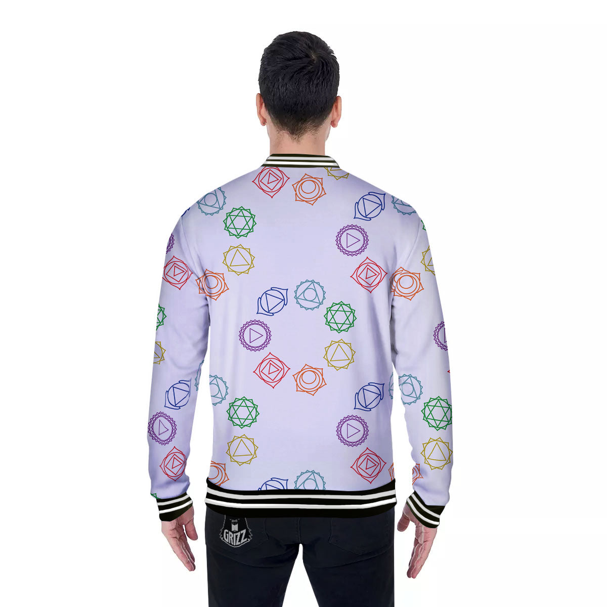 Chakra Manipura Print Pattern Baseball Jacket-grizzshop