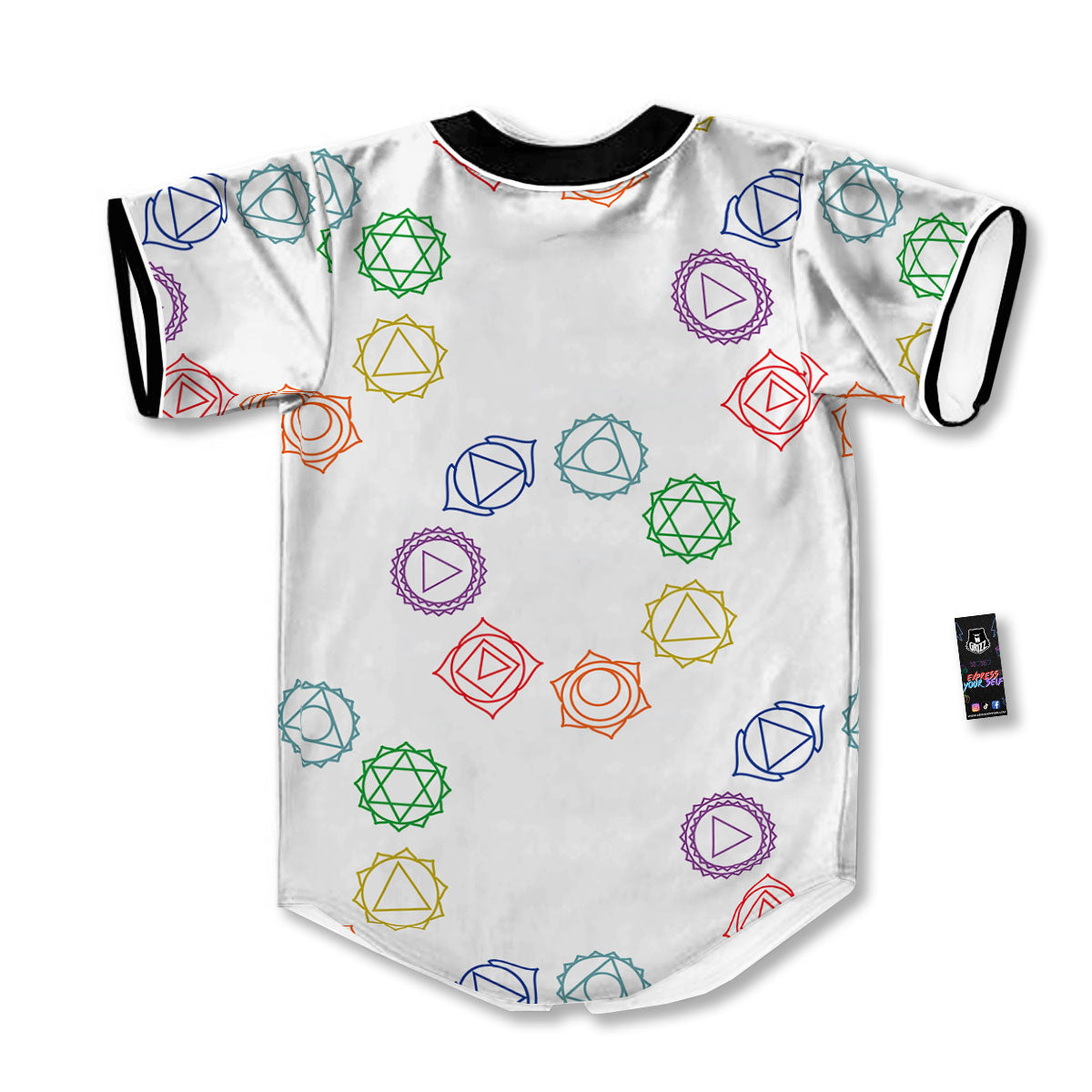 Chakra Manipura Print Pattern Baseball Jersey-grizzshop