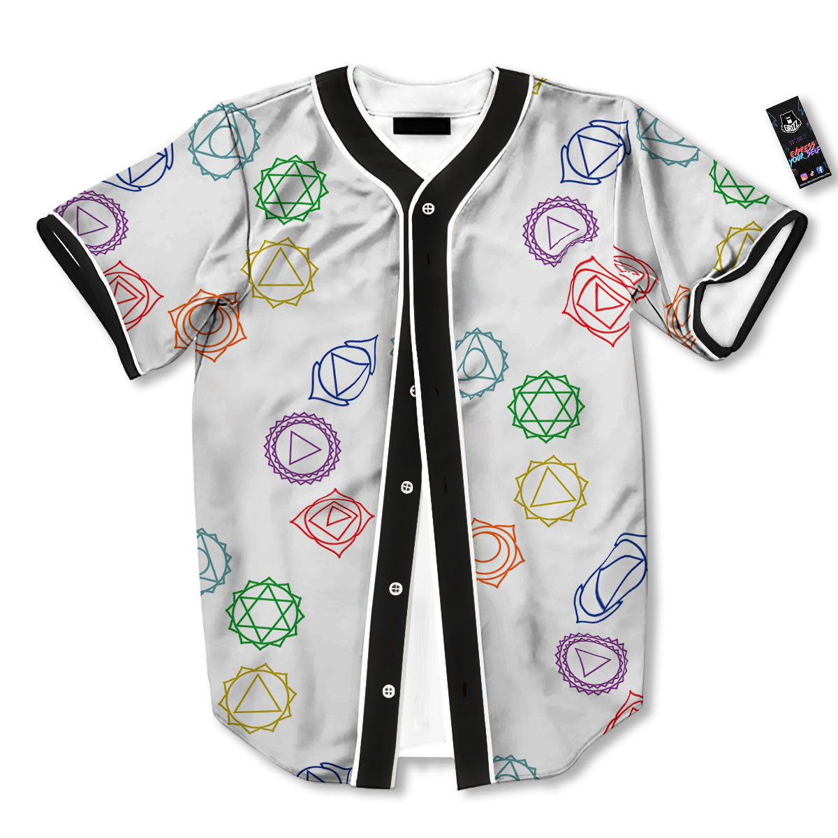 Chakra Manipura Print Pattern Baseball Jersey-grizzshop