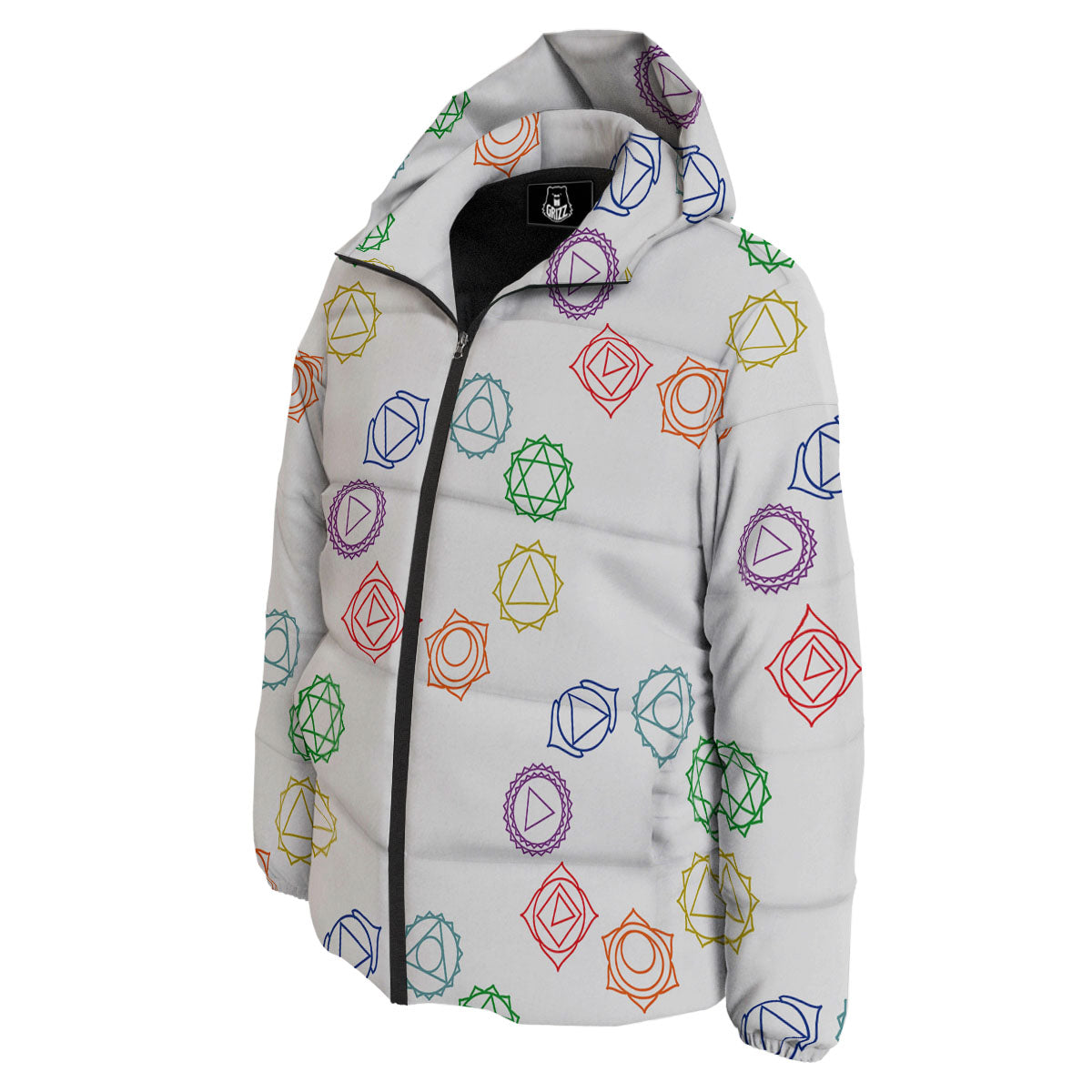 Chakra Manipura Print Pattern Down Jacket-grizzshop