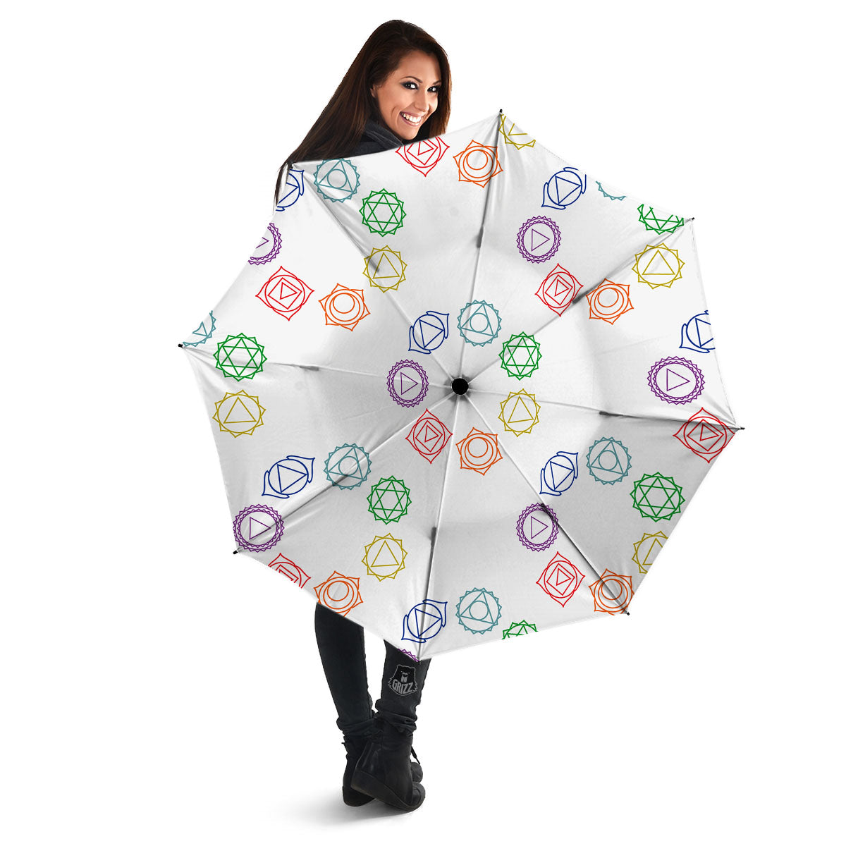 Chakra Manipura Print Pattern Umbrella-grizzshop