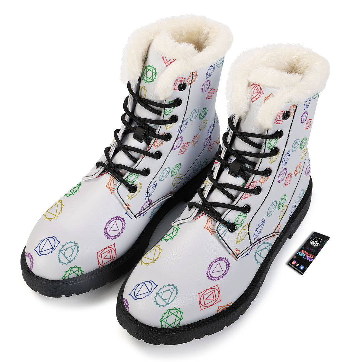 Chakra Manipura Print Pattern Winter Boots-grizzshop