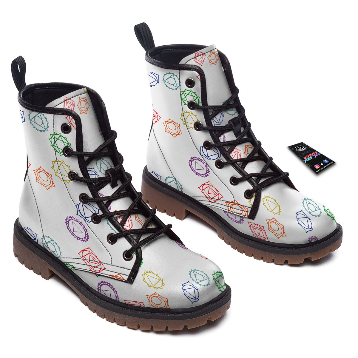 Chakra Manipura Print Pattern Work Boots-grizzshop