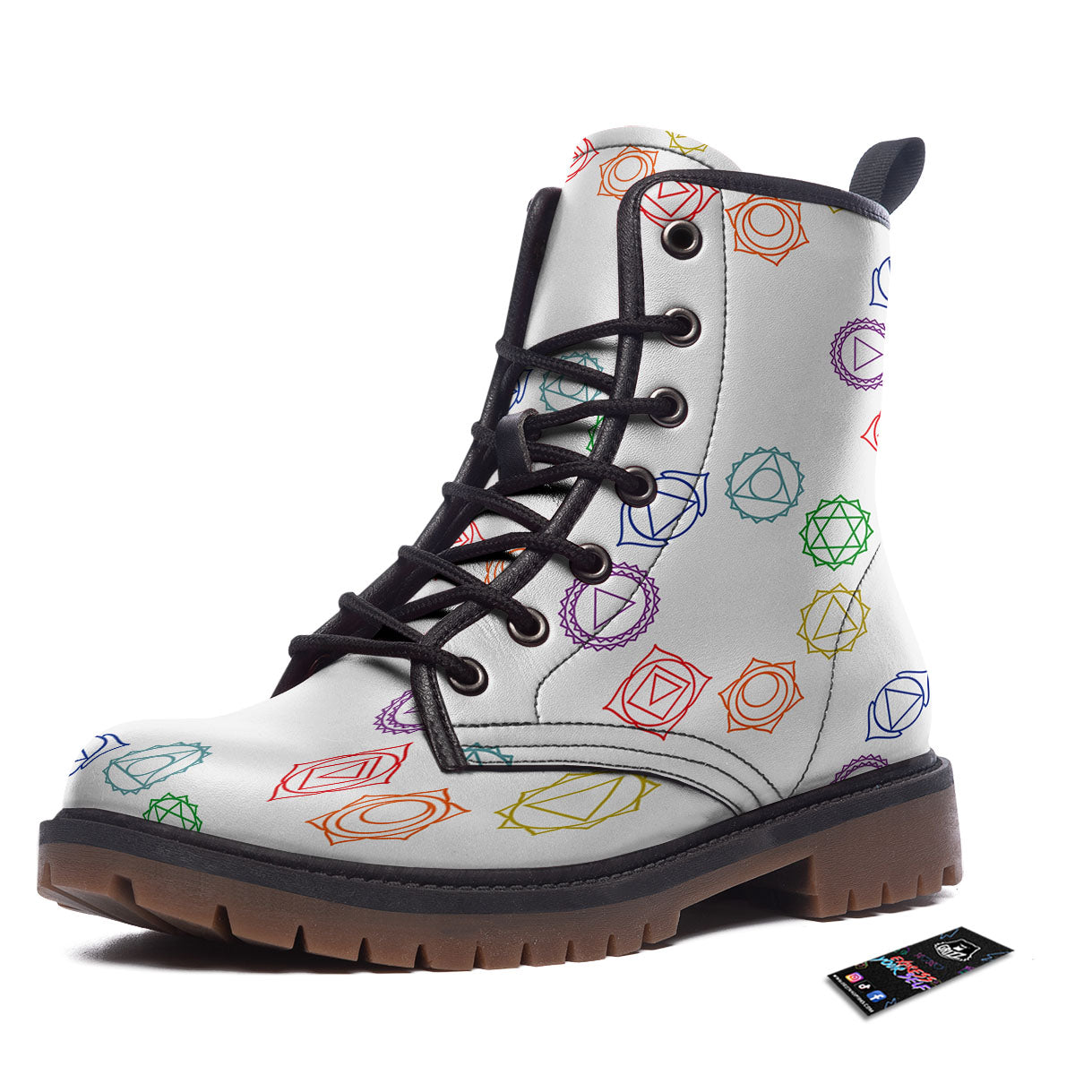 Chakra Manipura Print Pattern Work Boots-grizzshop
