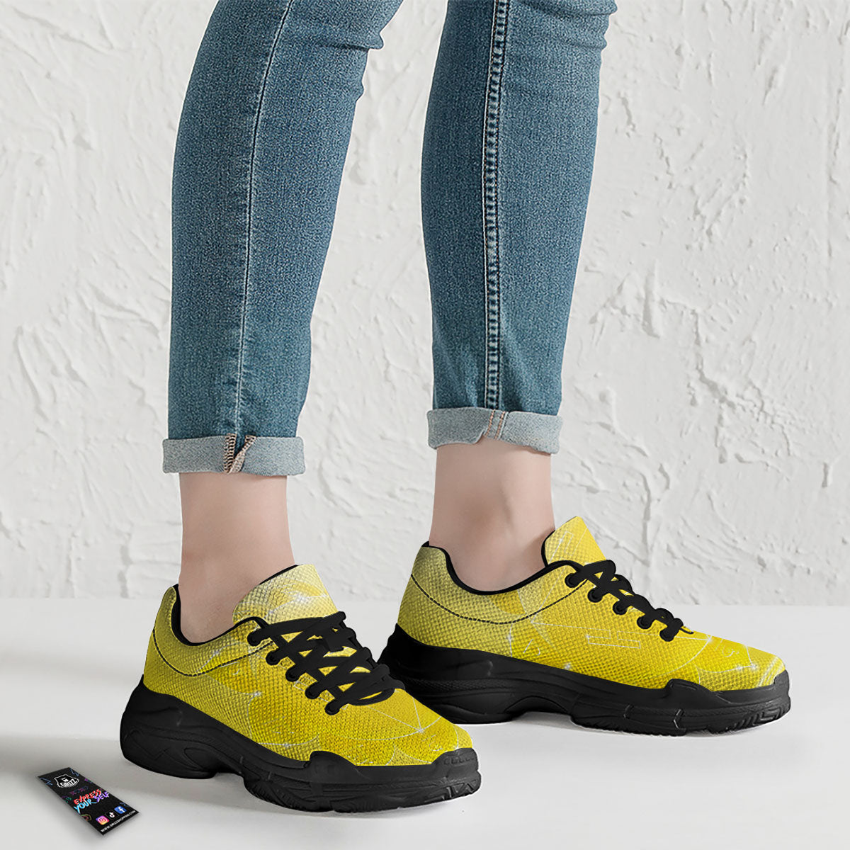Chakra Manipura Spiritual Print Black Chunky Shoes-grizzshop