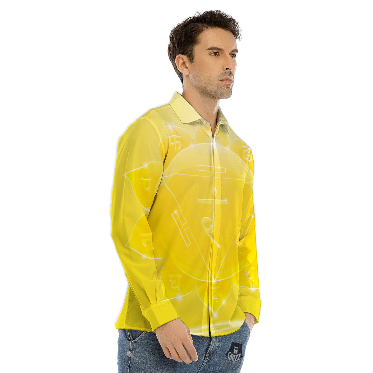 Chakra Manipura Spiritual Print Men's Dress Shirts-grizzshop