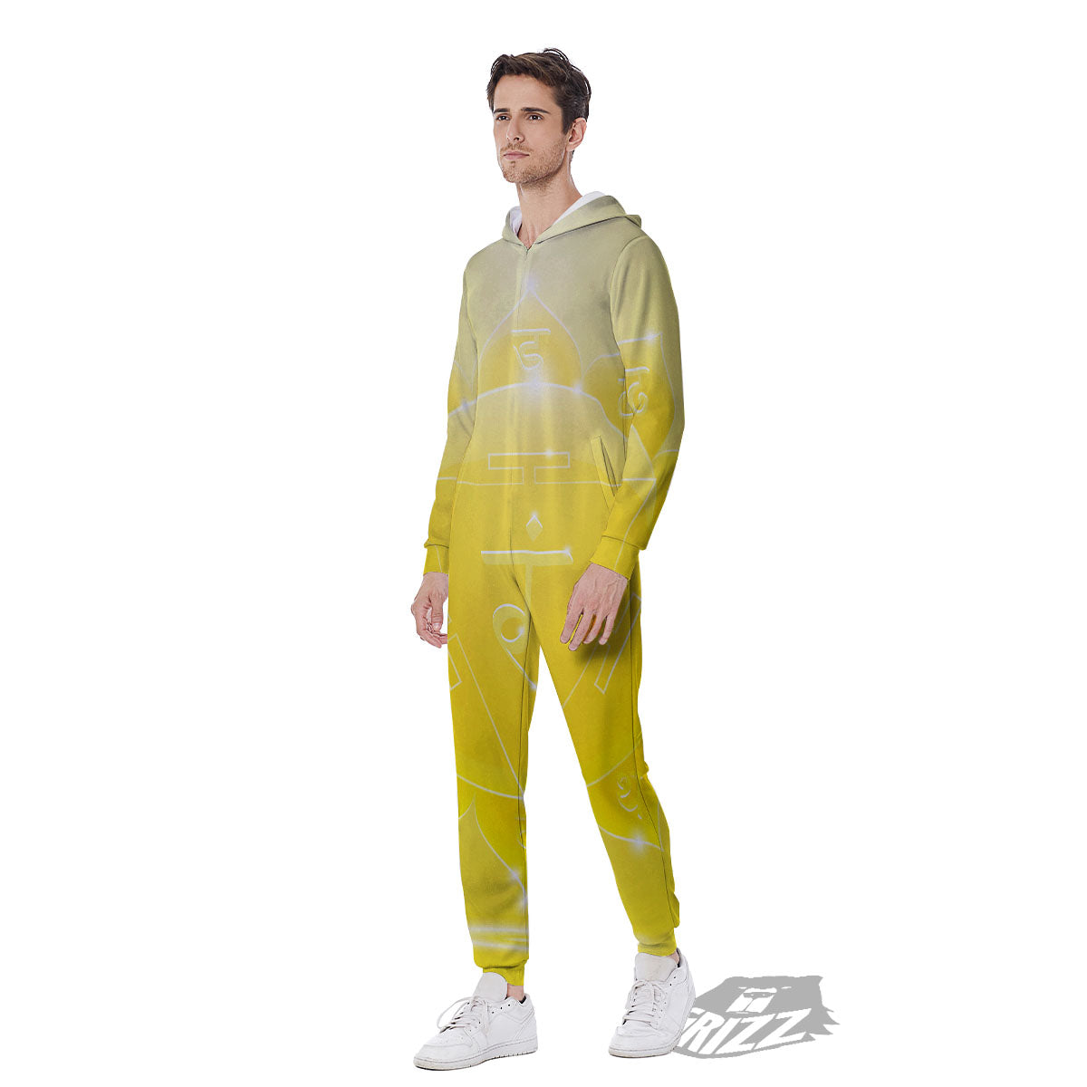 Chakra Manipura Spiritual Print Men's Jumpsuit-grizzshop