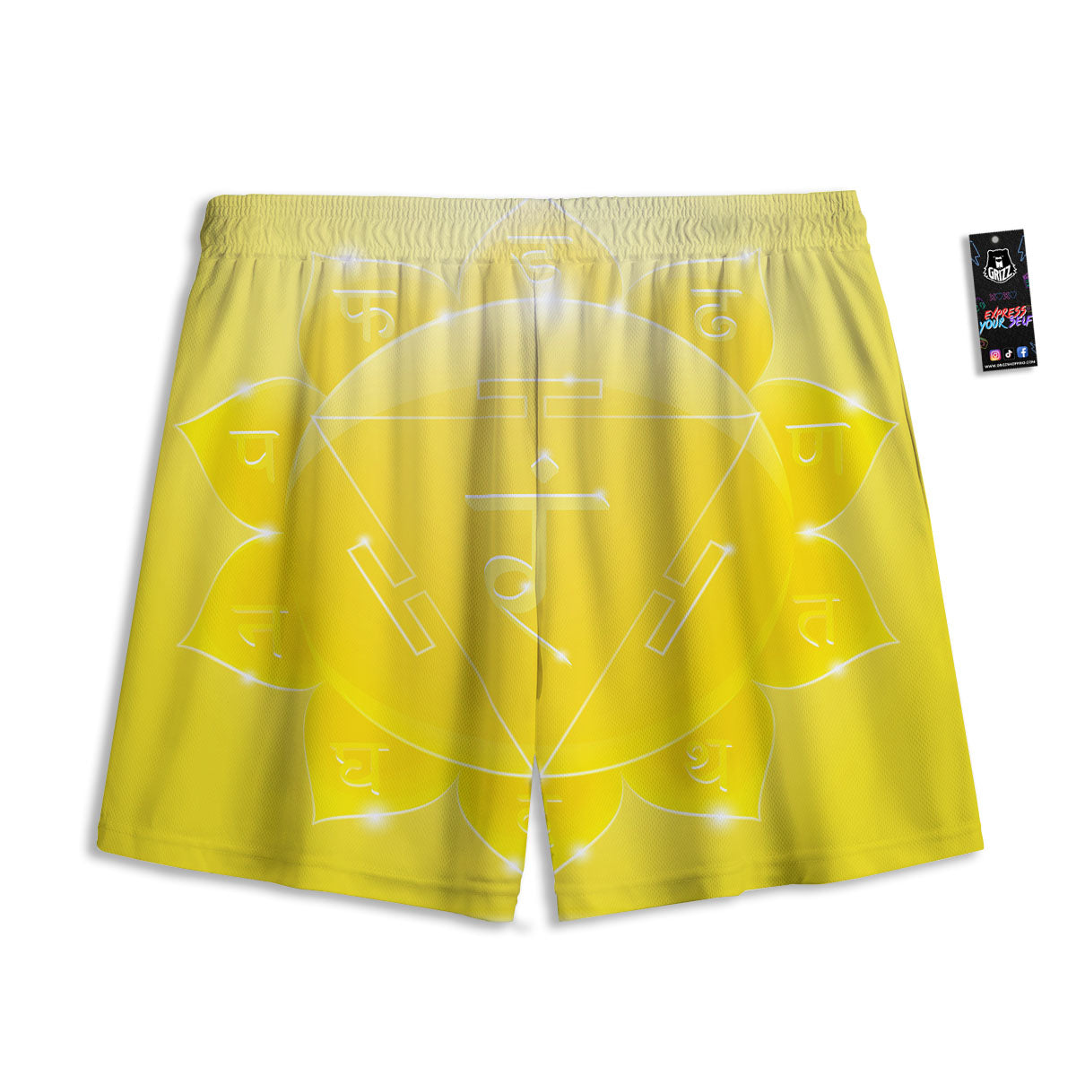 Chakra Manipura Spiritual Print Mesh Shorts