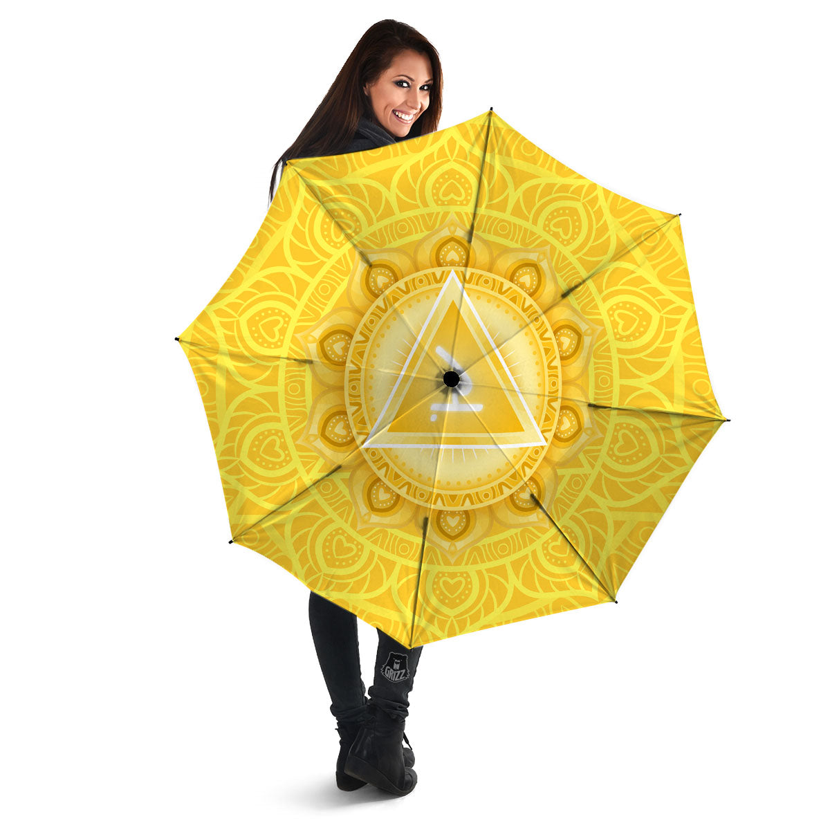Chakra Manipura Symbol Print Umbrella-grizzshop